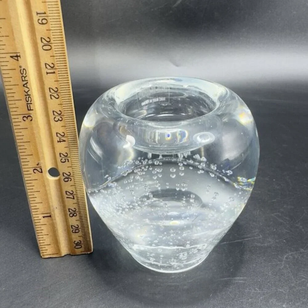Clear Crystal Votive Candle Holder Made In Poland Small Bubbles Hollow‎ Bottom